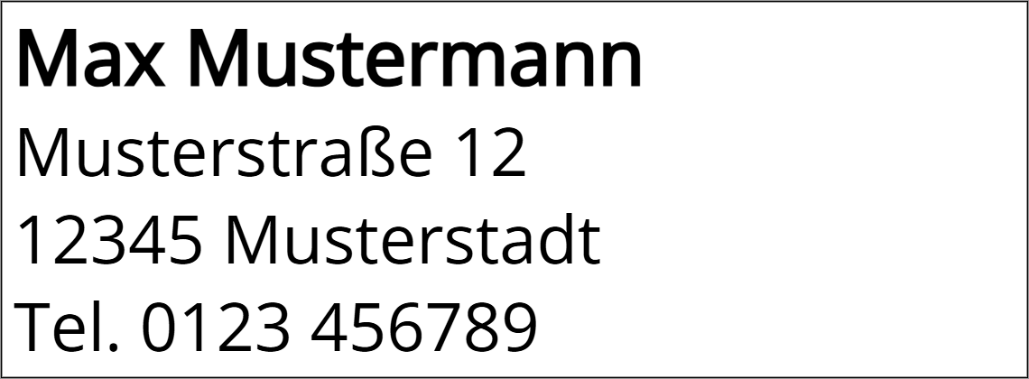 Vorschau der Vorlage 38x14 Adresse mit Telefon